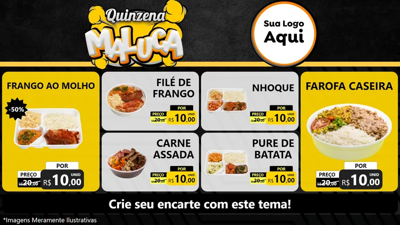 Modelo de TV para TV Horizontal com o tema Quinzena Maluca para Restaurante