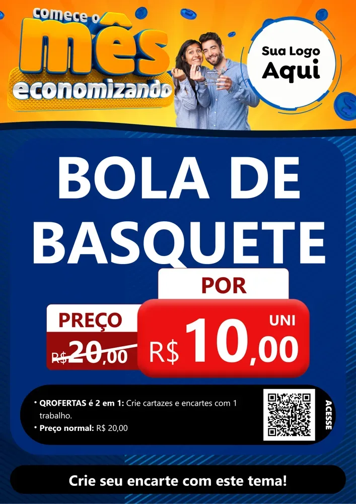 Modelo de Cartaz para Cartaz A4 Vertical com o tema Comece O Mês Economizando para Artigos Esportivos