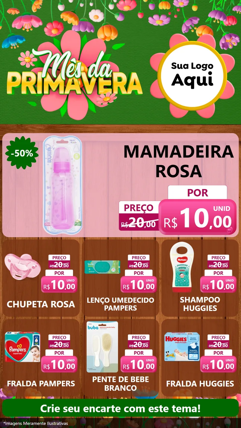 Modelo de Rede Social para Stories com o tema Mês da Primavera para Bebês
