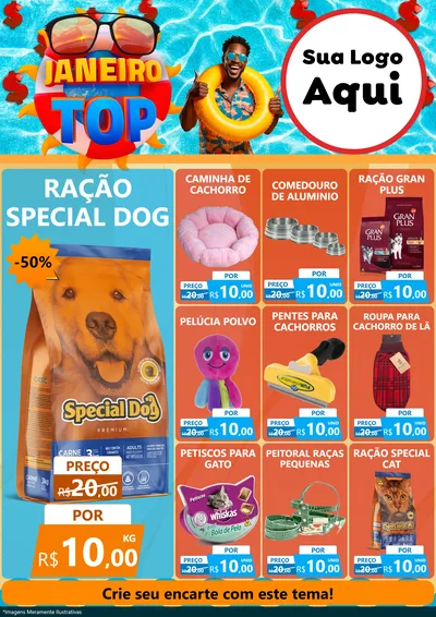 Modelo de Encarte para Encarte A4 Vertical com o tema Janeiro Top para Pet Shop