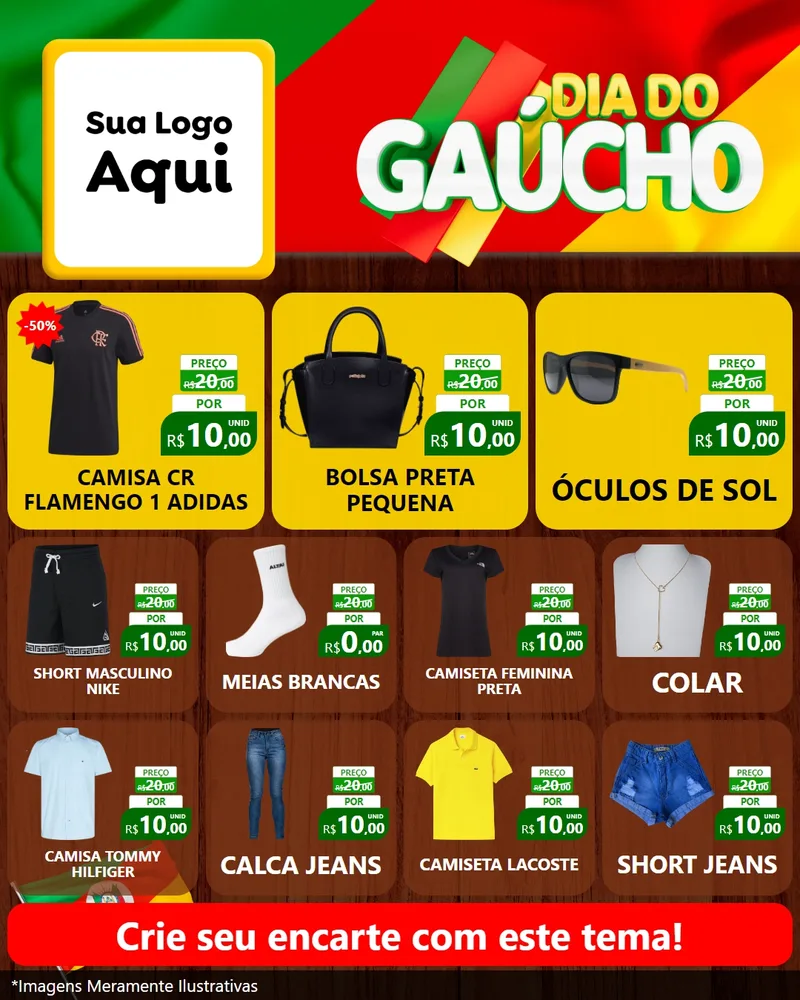 Modelo de Rede Social para Feed Instagram com o tema Dia do Gaúcho para Roupas e acessórios