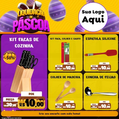 Modelo de Rede Social para Feed Facebook com o tema Liquidação de Páscoa para Utilidades Domésticas
