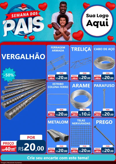 Modelo de Encarte para Encarte A4 Vertical com o tema Semana Dos Pais para Ferragens
