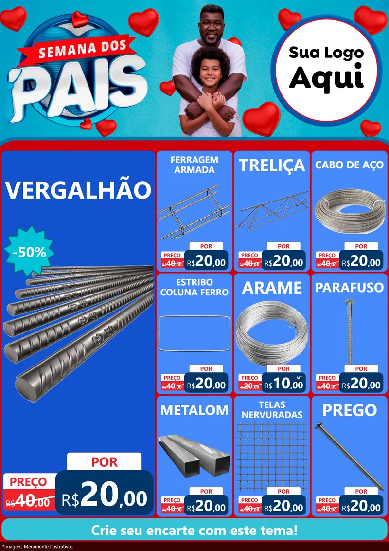 Modelo de Encarte para Encarte A4 Vertical com o tema Semana Dos Pais para Ferragens