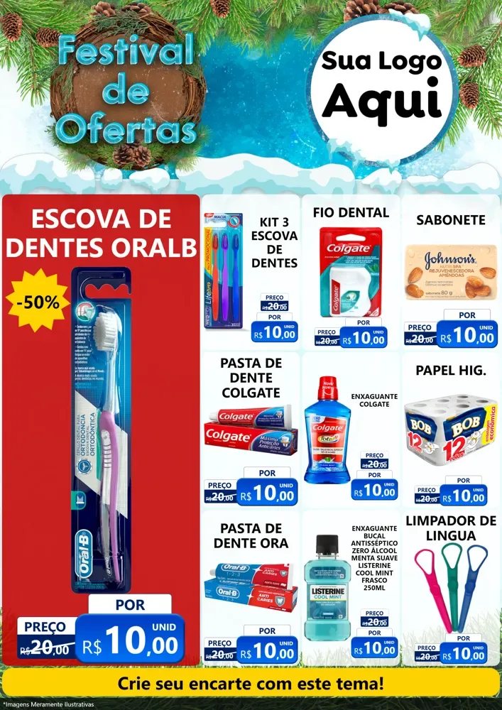 Modelo de Encarte para Encarte A4 Vertical com o tema Festival de Ofertas - Inverno para Higiene Pessoal