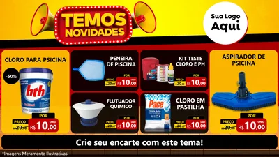 Modelo de TV para TV Horizontal com o tema Temos Novidades para Produtos para Piscina