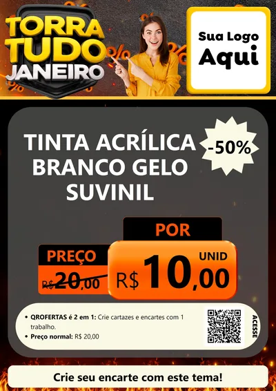 Modelo de Cartaz para Cartaz A4 Vertical com o tema Torra Tudo Janeiro para Tintas e Ferramentas