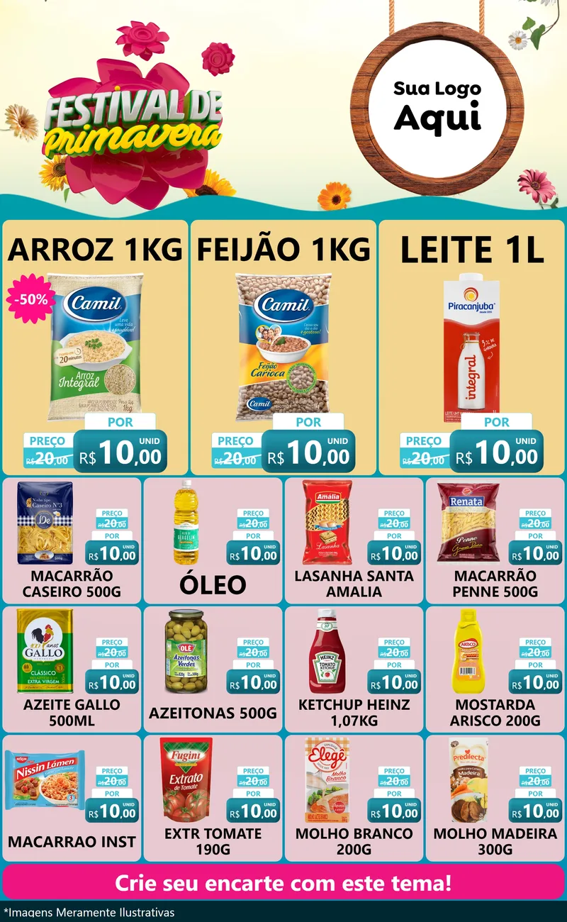 Modelo de Encarte para Encarte Grande com o tema Festival de Primavera para Supermercado