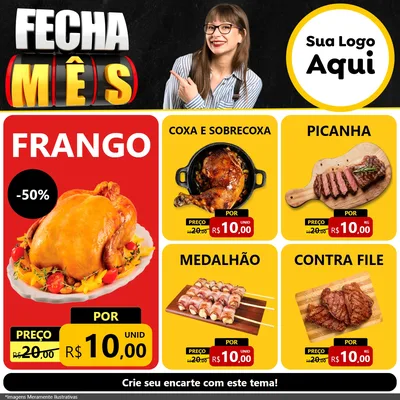 Modelo de Rede Social para Feed Facebook com o tema Fecha Mês para Assados