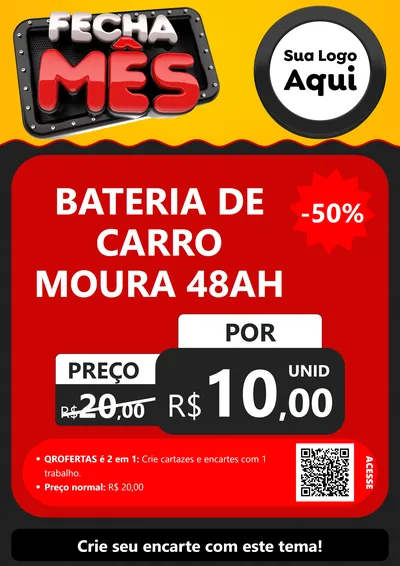 Modelo de Cartaz para Cartaz A4 Vertical com o tema Fecha Mês para Baterias Elétricas