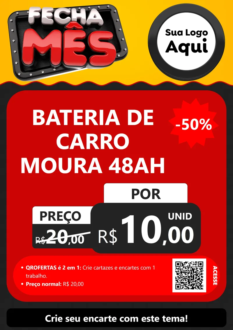 Modelo de Cartaz para Cartaz A4 Vertical com o tema Fecha Mês para Baterias Elétricas