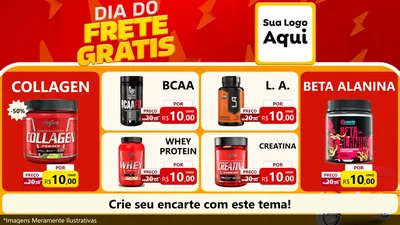 Modelo de TV para TV Horizontal com o tema Dia do Frete Grátis para Suplementos alimentares