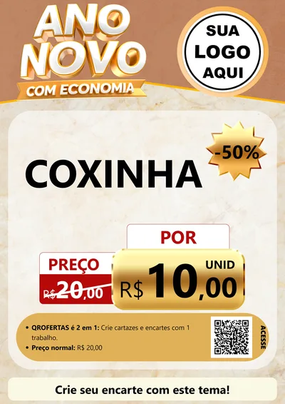 Modelo de Cartaz para Cartaz A4 Vertical com o tema Ano Novo Com Economia para Salgadaria