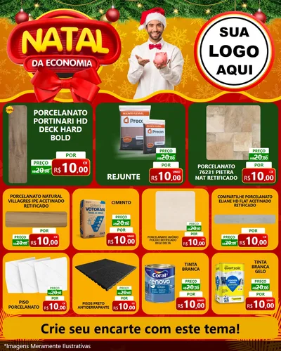 Modelo de Rede Social para Feed Instagram com o tema Natal da Economia para Pisos e revestimentos