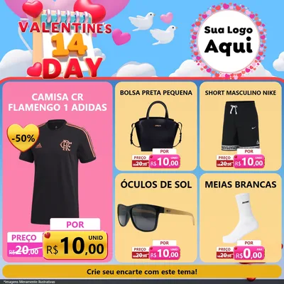 Modelo de Rede Social para Feed Facebook com o tema Valentine's Day para Roupas e acessórios