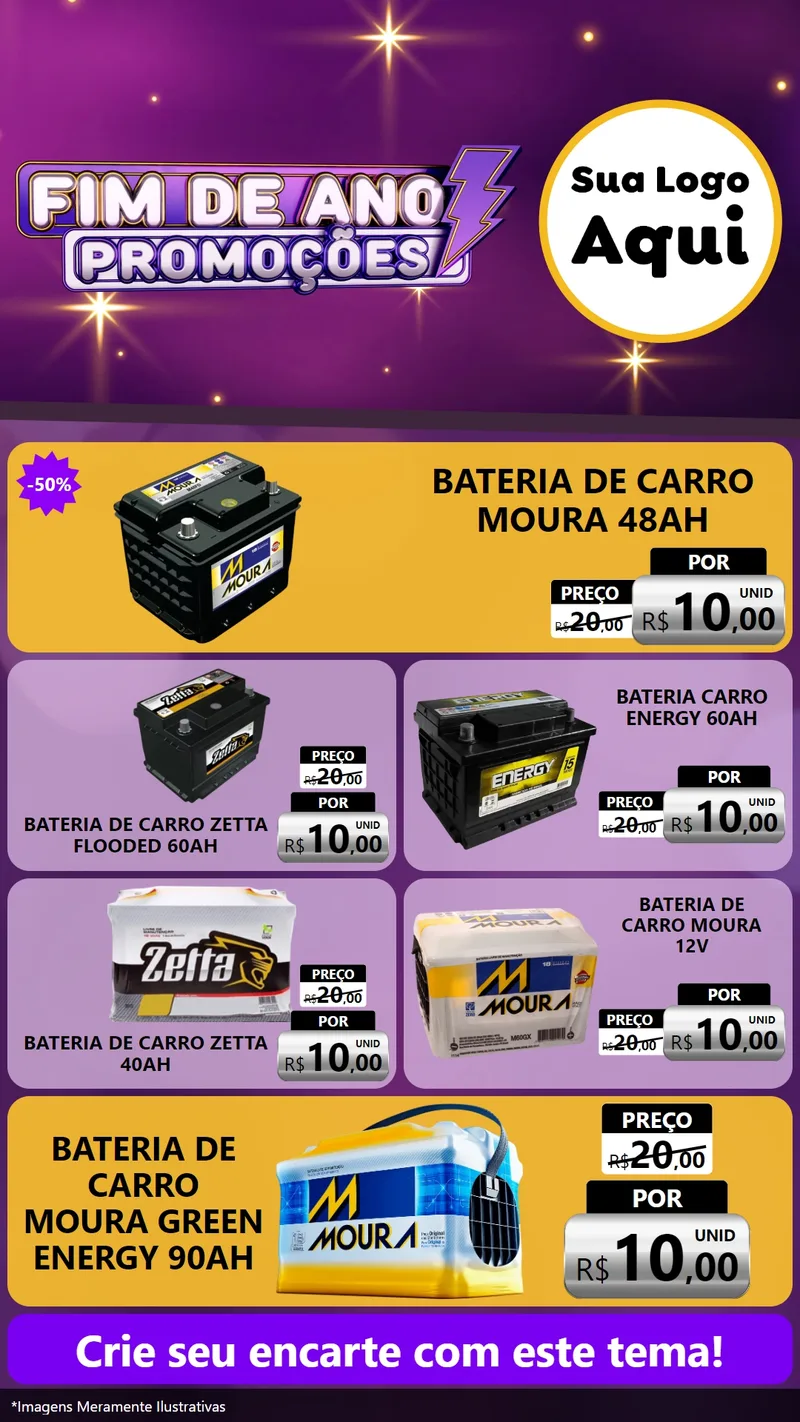 Modelo de TV para TV Vertical com o tema Fim de Ano Promoções para Baterias Elétricas