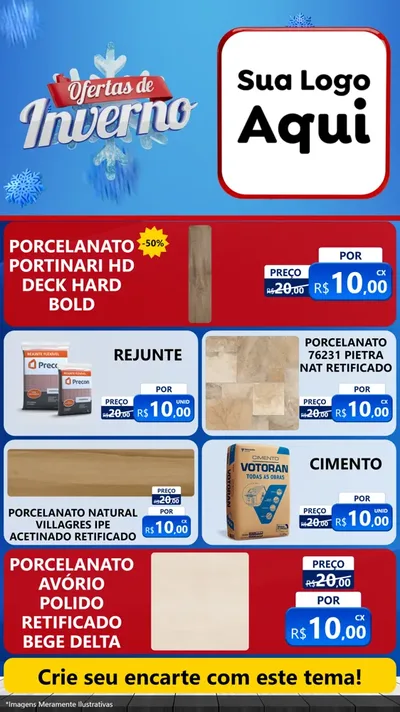 Modelo de TV para TV Vertical com o tema Ofertas de Inverno para Pisos e revestimentos