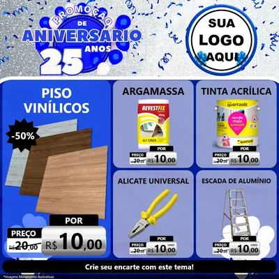 Modelo de Rede Social para Feed Facebook com o tema Promoção de Aniversário - 25 Anos para Material para Construção