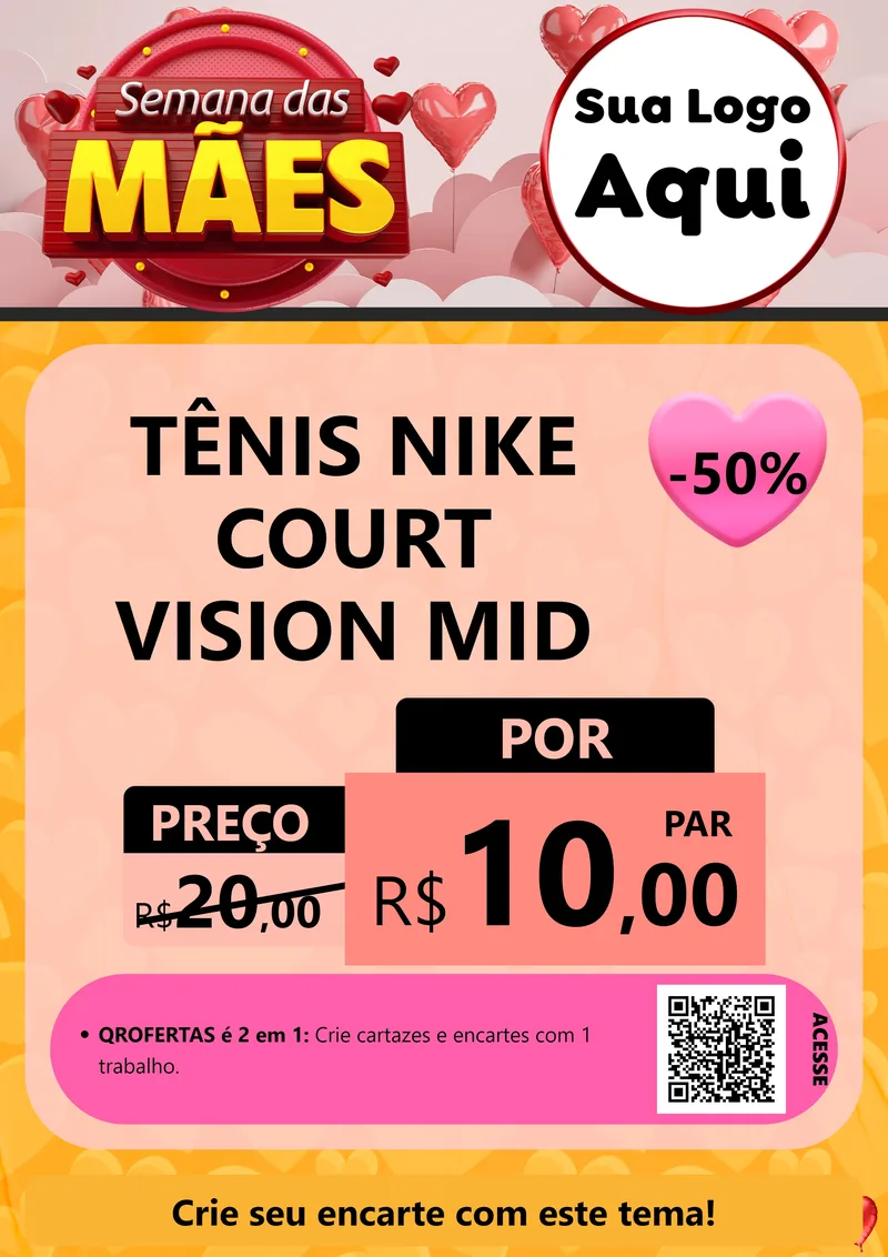 Modelo de Cartaz para Cartaz A4 Vertical com o tema Semana das Mães para Calçados