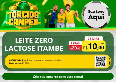 Modelo de Cartaz para Cartaz A4 Horizontal com o tema Torcida Campeã - Copa para Frios e Laticínios