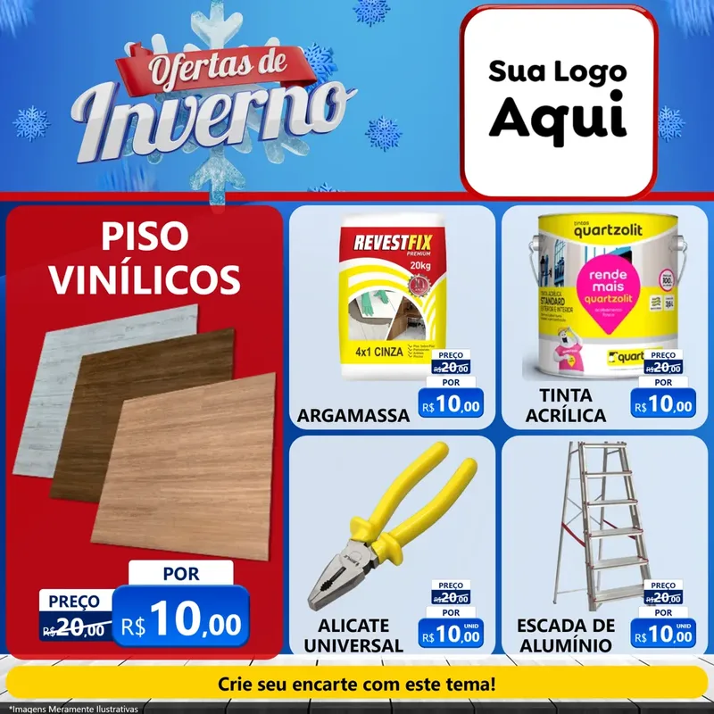 Modelo de Rede Social para Feed Facebook com o tema Ofertas de Inverno para Material para Construção