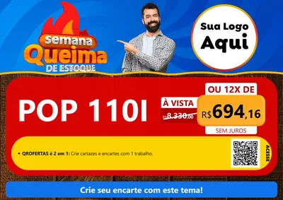 Modelo de Cartaz para Cartaz A4 Horizontal com o tema Semana Queima de Estoque para Concessionaria de Motos