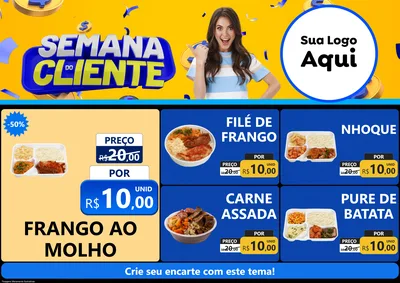 Modelo de Encarte para Encarte A4 Horizontal com o tema Semana do Cliente para Restaurante