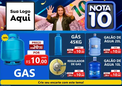 Modelo de Encarte para Encarte A4 Horizontal com o tema Nota 10 para Água e gás