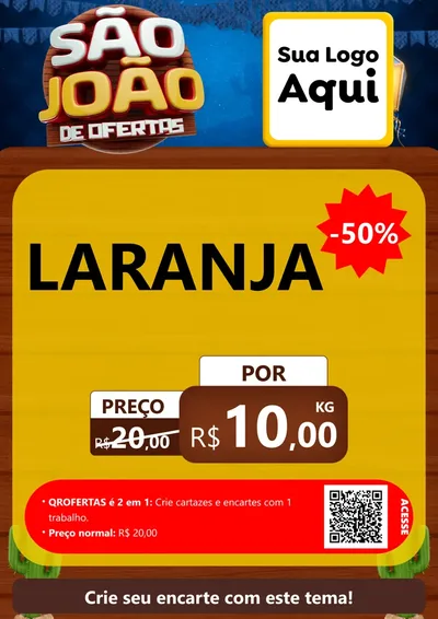 Modelo de Cartaz para Cartaz A4 Vertical com o tema São João Ofertas Imbatíveis! - Junina para Hortifrúti