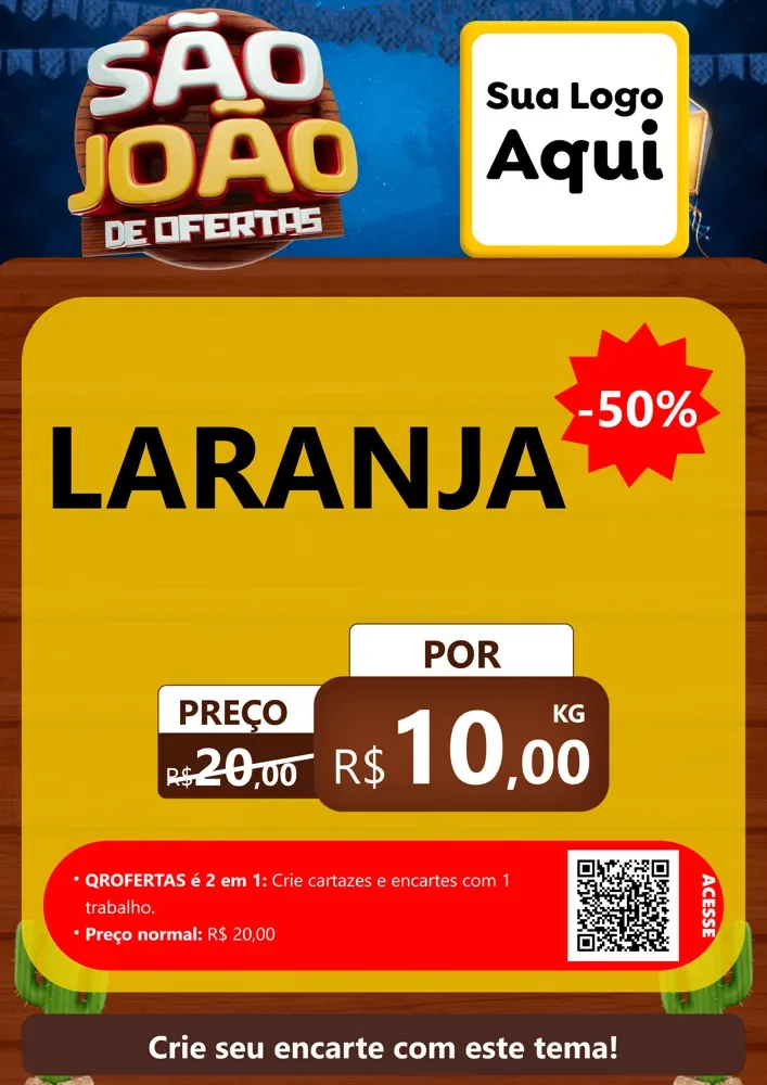 Modelo de Cartaz para Cartaz A4 Vertical com o tema São João Ofertas Imbatíveis! - Junina para Hortifrúti