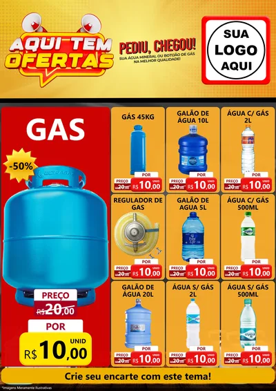 Modelo de Encarte para Encarte A4 Vertical com o tema Aqui Tem Ofertas para Água e gás