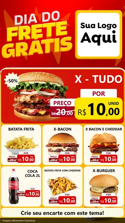 Modelo de Rede Social para Stories com o tema Dia do Frete Grátis para Hamburgueria