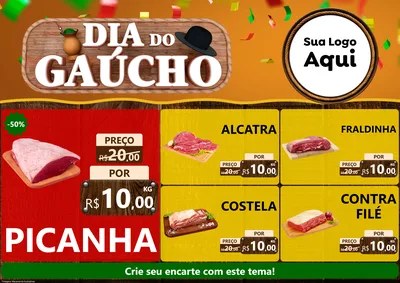 Modelo de Encarte para Encarte A4 Horizontal com o tema Dia do Gaúcho para Açougue