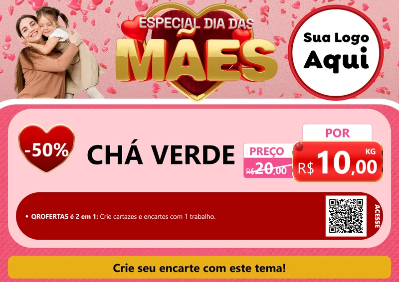 Modelo de Cartaz para Cartaz A4 Horizontal com o tema Especial Dia Das Mães para Produtos Naturais