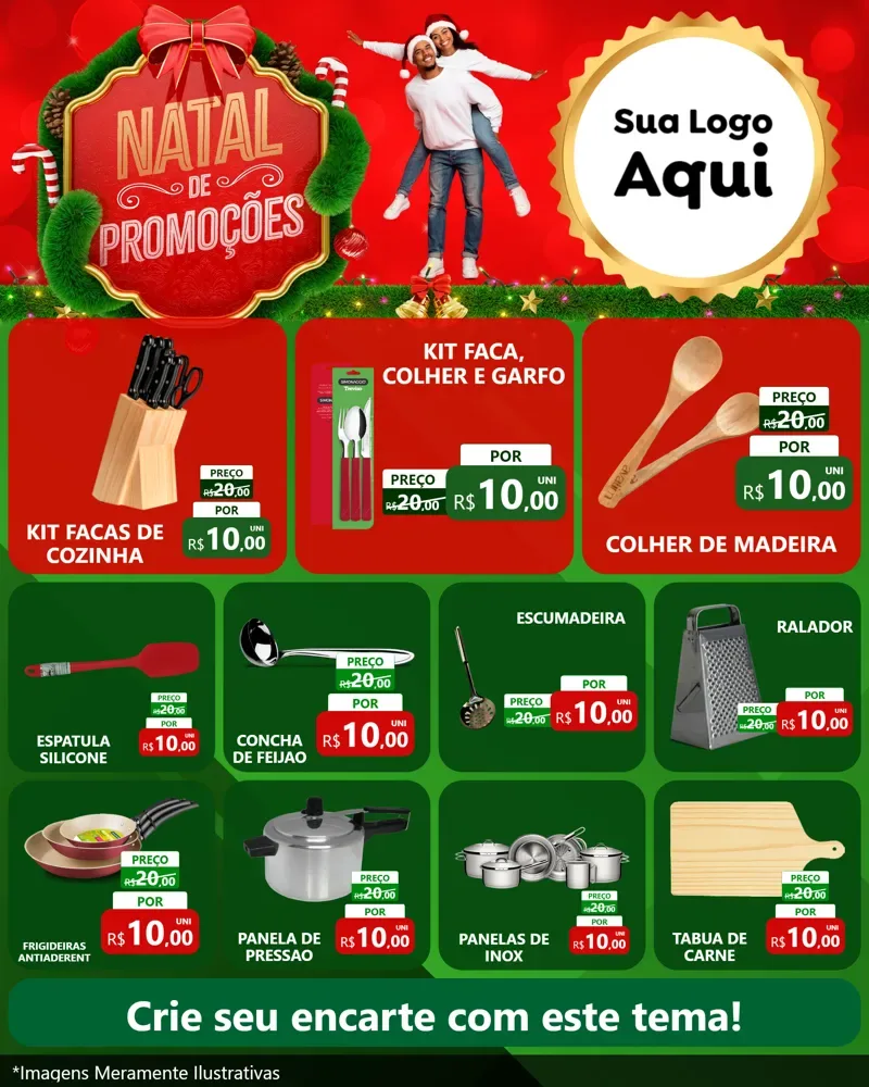 Modelo de Rede Social para Feed Instagram com o tema Natal de Promoções para Utilidades Domésticas