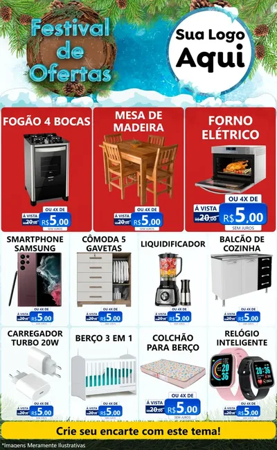 Modelo de Encarte para Encarte Grande com o tema Festival de Ofertas - Inverno para Móveis e Eletro