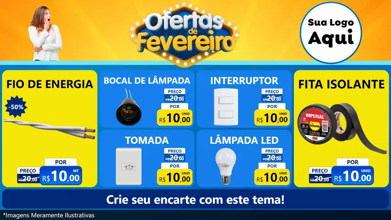 Modelo de TV para TV Horizontal com o tema Ofertas de Fevereiro para Materiais Elétricos