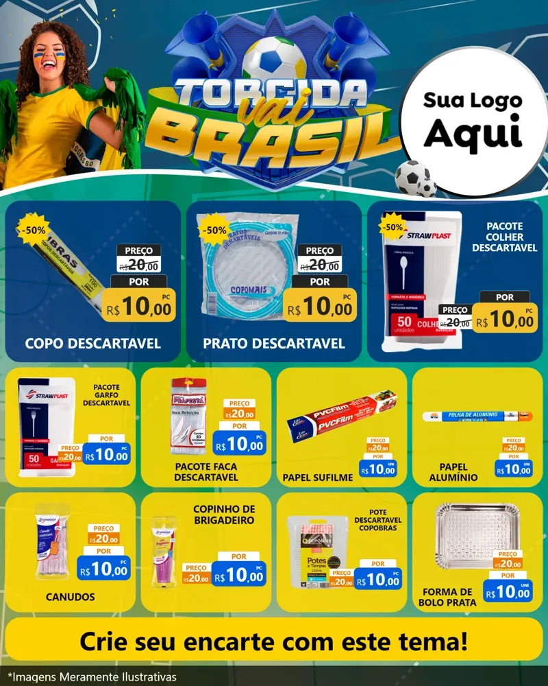 Modelo de Rede Social para Feed Instagram com o tema Torcida Vai Brasil - Copa para Embalagens