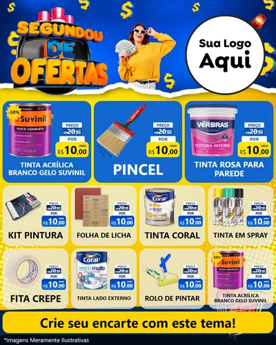 Modelo de Rede Social para Feed Instagram com o tema Segundou de Ofertas para Tintas e Ferramentas