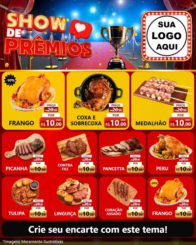 Modelo de Rede Social para Feed Instagram com o tema Show de Prêmios para Assados
