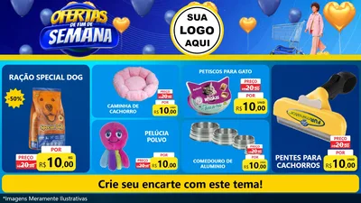 Modelo de TV para TV Horizontal com o tema Ofertas de Fim de Semana para Pet Shop