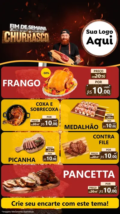 Modelo de TV para TV Vertical com o tema Fim de Semana do Churrasco para Assados