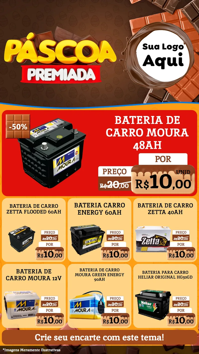 Modelo de Rede Social para Stories com o tema Páscoa Premiada para Baterias Elétricas