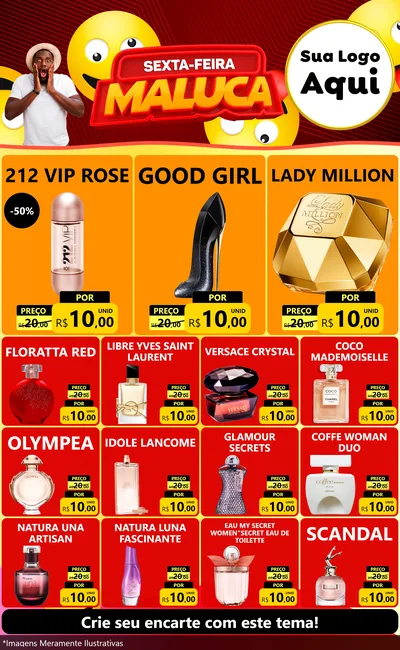 Modelo de Encarte para Encarte Grande com o tema Sexta-feira Maluca para Perfumes