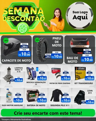 Modelo de Rede Social para Feed Instagram com o tema Semana de Descontão - Copa para Moto peças
