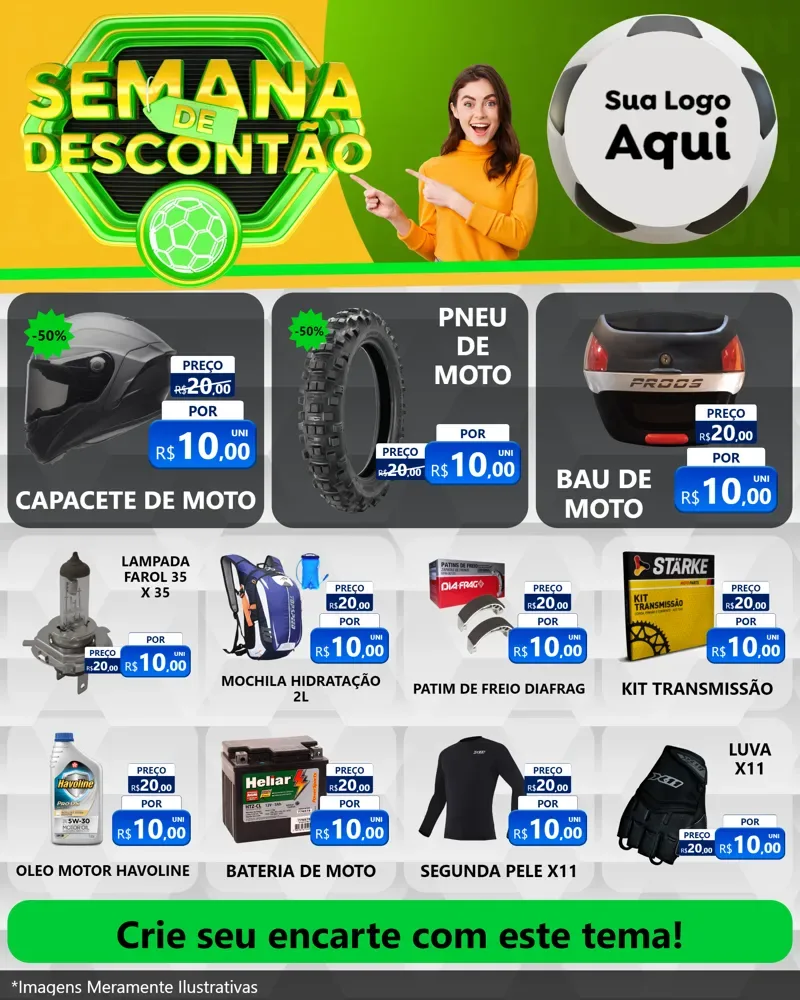 Modelo de Rede Social para Feed Instagram com o tema Semana de Descontão - Copa para Moto peças