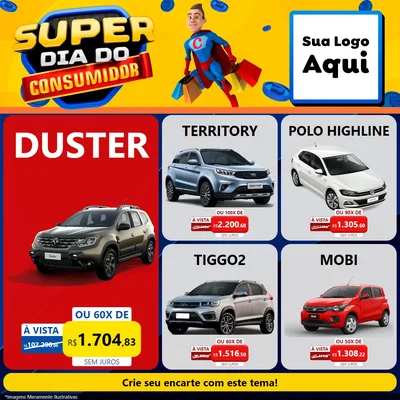 Modelo de Rede Social para Feed Facebook com o tema Super Dia do Consumidor para Concessionaria de Carros