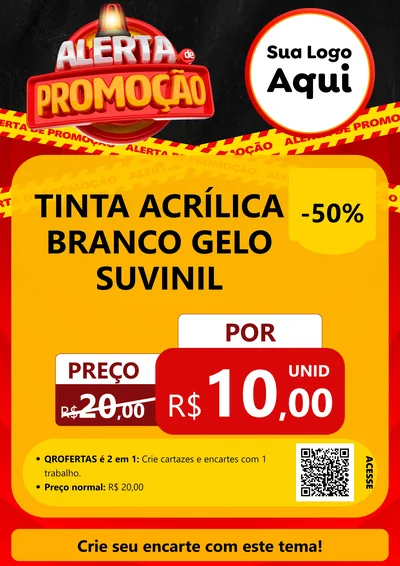 Modelo de Cartaz para Cartaz A4 Vertical com o tema Alerta de Promoção para Tintas e Ferramentas