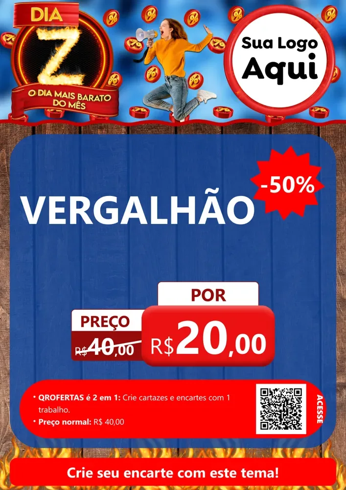 Modelo de Cartaz para Cartaz A4 Vertical com o tema Dia Z - O Dia Mais Barato Do Mês para Ferragens