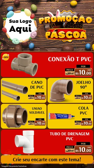 Modelo de TV para TV Vertical com o tema Promoção Páscoa para Tubos e conexões